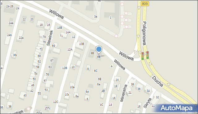 Lublin, Willowa, 6B, mapa Lublina