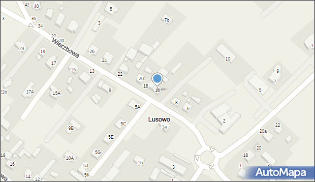 Lusowo, Wierzbowa, 16, mapa Lusowo