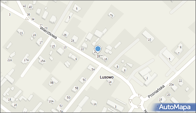 Lusowo, Wierzbowa, 18, mapa Lusowo