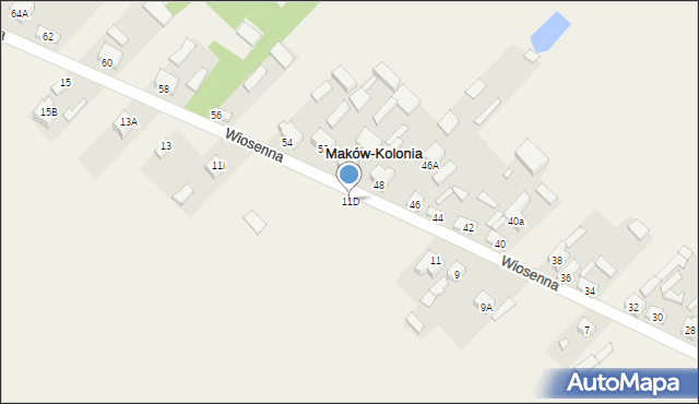 Maków-Kolonia, Wiosenna, 11D, mapa Maków-Kolonia