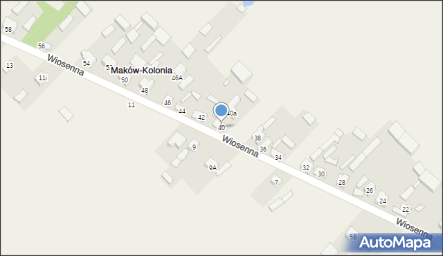 Maków-Kolonia, Wiosenna, 40, mapa Maków-Kolonia