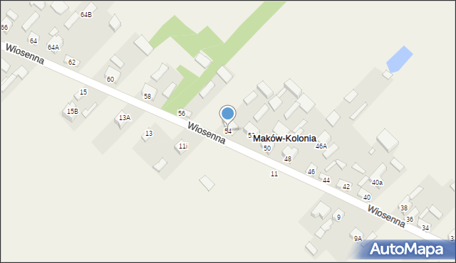 Maków-Kolonia, Wiosenna, 54, mapa Maków-Kolonia