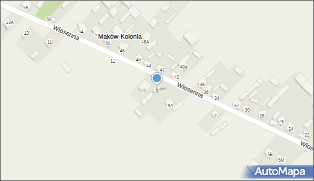 Maków-Kolonia, Wiosenna, 9, mapa Maków-Kolonia