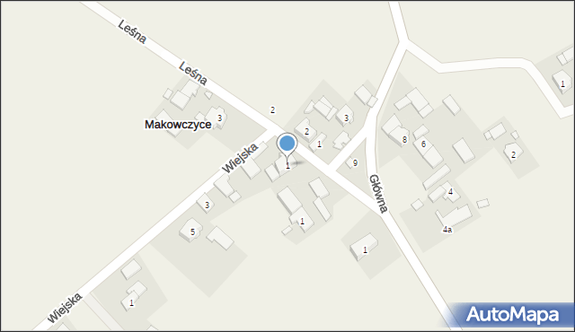 Makowczyce, Wiejska, 1, mapa Makowczyce