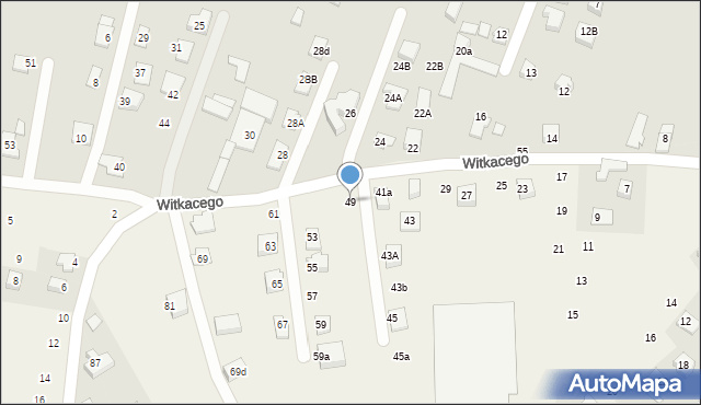 Mała Wieś, Witkacego Stanisława, 49, mapa Mała Wieś