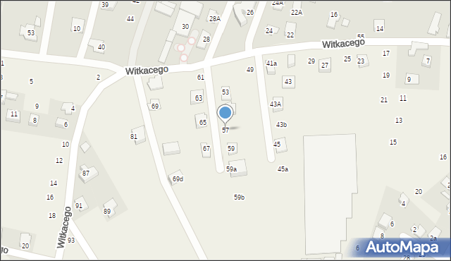 Mała Wieś, Witkacego Stanisława, 57, mapa Mała Wieś