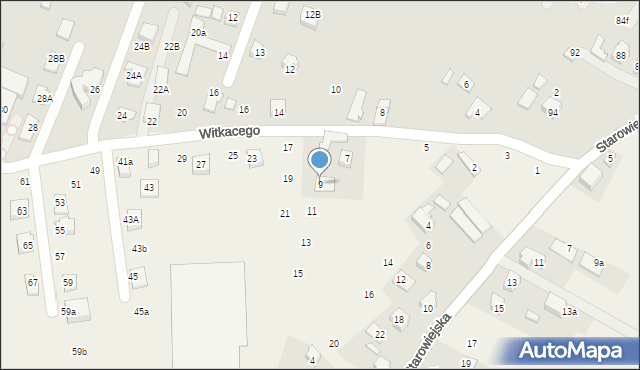 Mała Wieś, Witkacego Stanisława, 9, mapa Mała Wieś