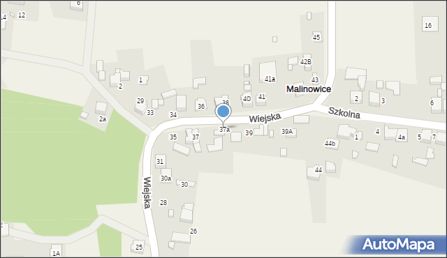 Malinowice, Wiejska, 37a, mapa Malinowice