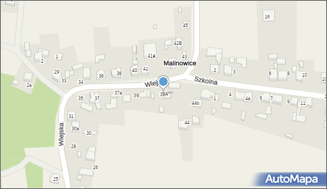 Malinowice, Wiejska, 39A, mapa Malinowice