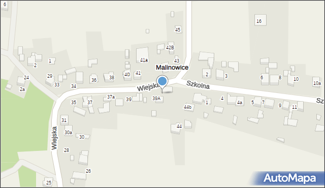 Malinowice, Wiejska, 42, mapa Malinowice