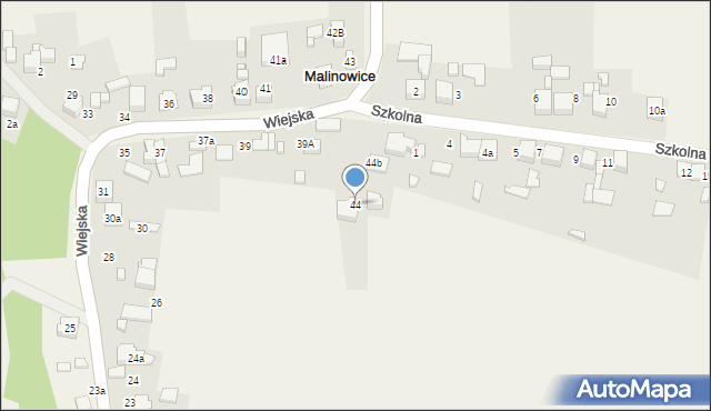 Malinowice, Wiejska, 44, mapa Malinowice