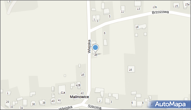 Malinowice, Wiejska, 46, mapa Malinowice