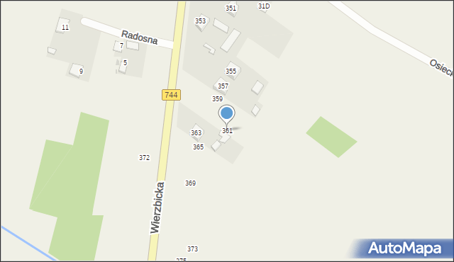 Maliszów, Wierzbicka, 361, mapa Maliszów