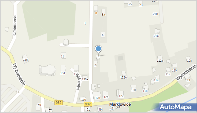Marklowice, Wiśniowa, 4, mapa Marklowice