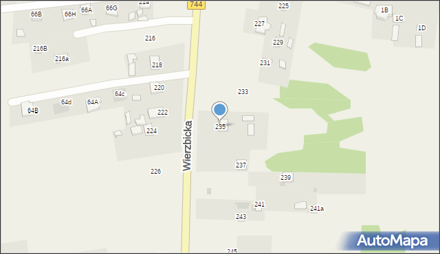 Mazowszany, Wierzbicka, 235, mapa Mazowszany