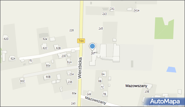 Mazowszany, Wierzbicka, 247, mapa Mazowszany