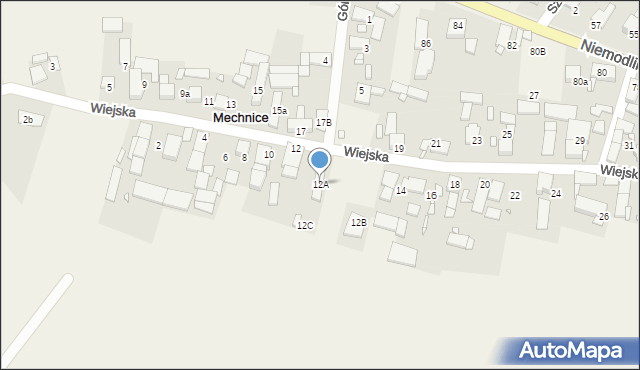 Mechnice, Wiejska, 12A, mapa Mechnice