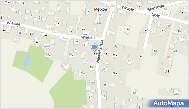 Mętków, Wiejska, 34, mapa Mętków