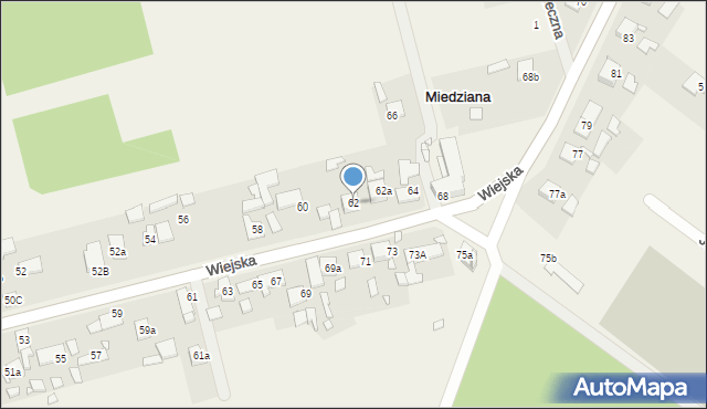 Miedziana, Wiejska, 62, mapa Miedziana