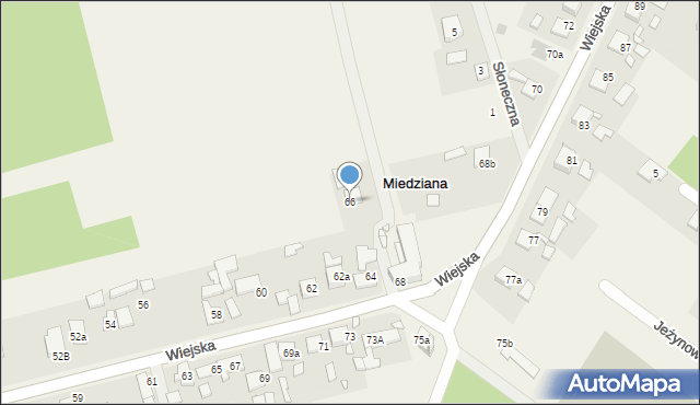 Miedziana, Wiejska, 66, mapa Miedziana