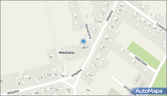 Miedziana, Wiejska, 68b, mapa Miedziana