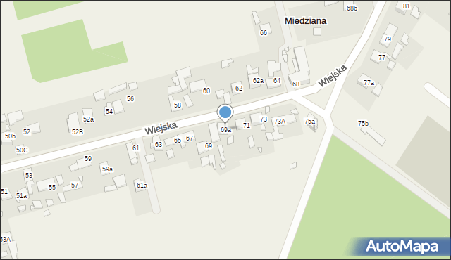 Miedziana, Wiejska, 69a, mapa Miedziana