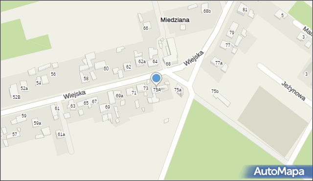 Miedziana, Wiejska, 73A, mapa Miedziana