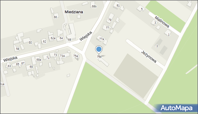 Miedziana, Wiejska, 75b, mapa Miedziana