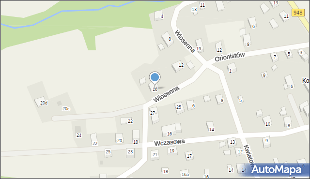 Międzybrodzie Bialskie, Wiosenna, 16, mapa Międzybrodzie Bialskie