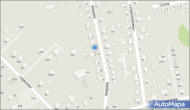 Mielec, Wiejska, 1, mapa Mielca