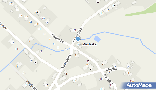 Mikołeska, Wiejska, 1, mapa Mikołeska