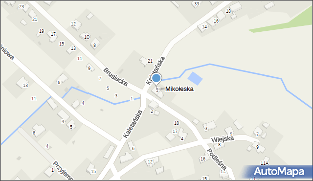 Mikołeska, Wiejska, 1, mapa Mikołeska