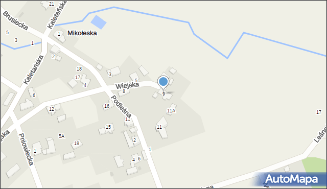 Mikołeska, Wiejska, 9, mapa Mikołeska