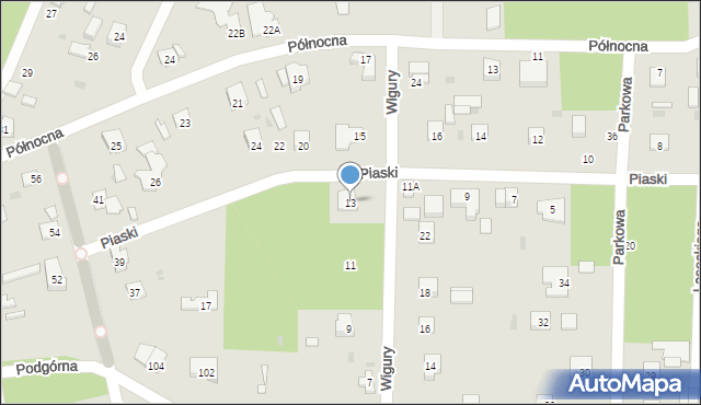 Milanówek, Wigury Stanisława, inż. pil., 13, mapa Milanówek