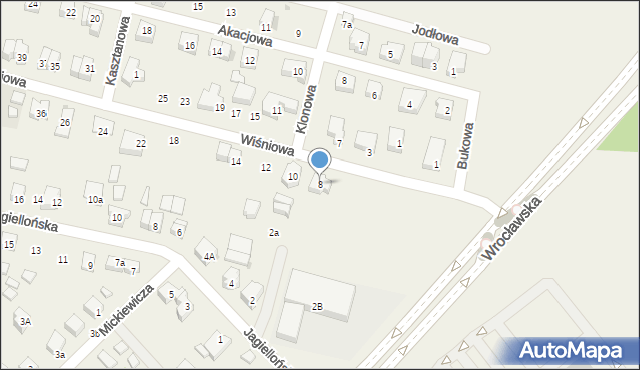 Mirków, Wiśniowa, 8, mapa Mirków
