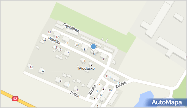 Młodasko, Wiejska, 6, mapa Młodasko