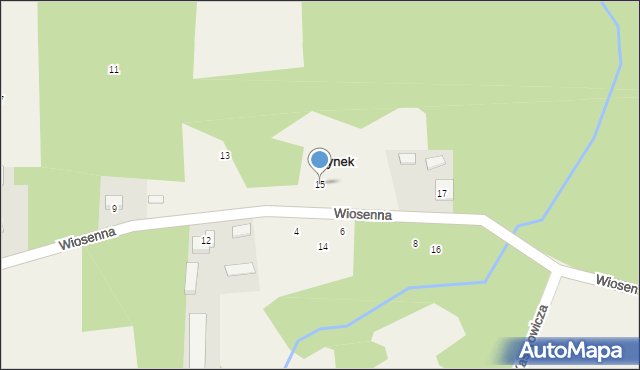 Młynek, Wiosenna, 15, mapa Młynek