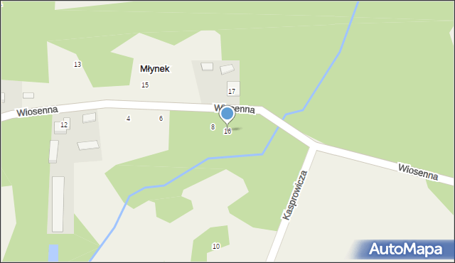 Młynek, Wiosenna, 16, mapa Młynek