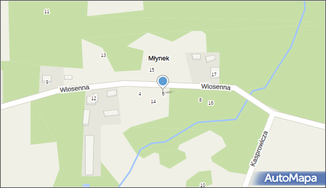 Młynek, Wiosenna, 6, mapa Młynek