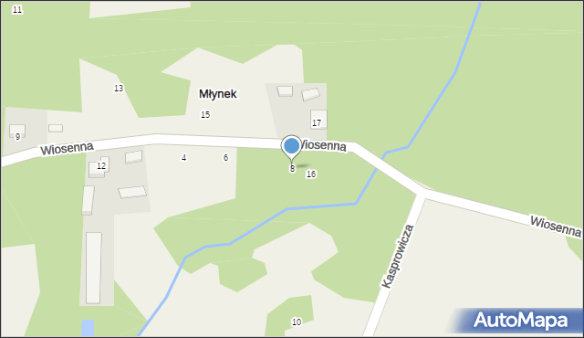 Młynek, Wiosenna, 8, mapa Młynek