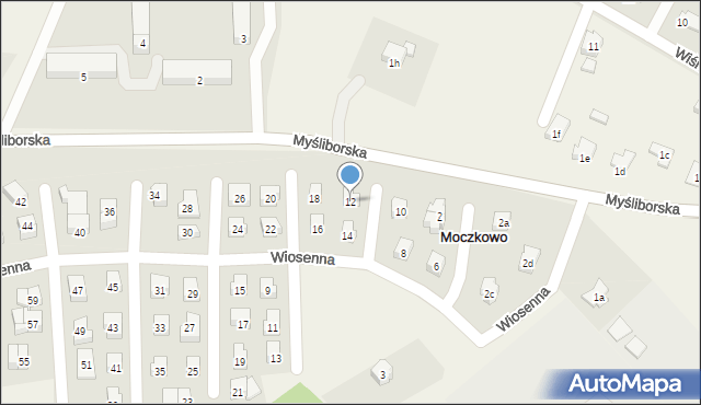 Moczkowo, Wiosenna, 12, mapa Moczkowo