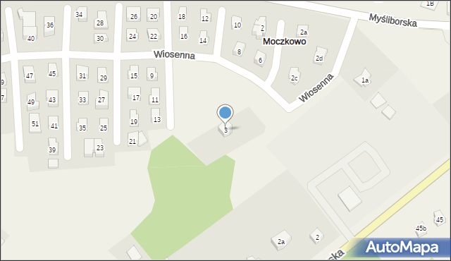 Moczkowo, Wiosenna, 3, mapa Moczkowo