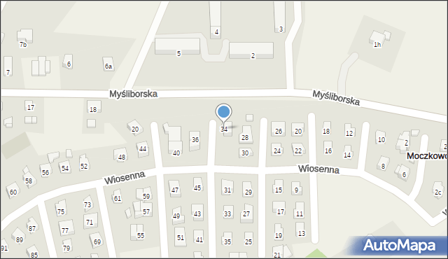 Moczkowo, Wiosenna, 34, mapa Moczkowo