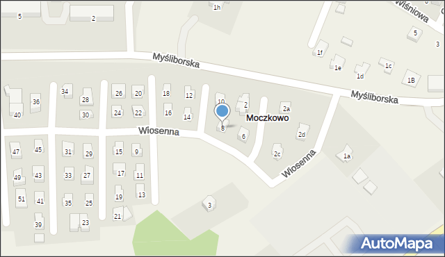 Moczkowo, Wiosenna, 8, mapa Moczkowo