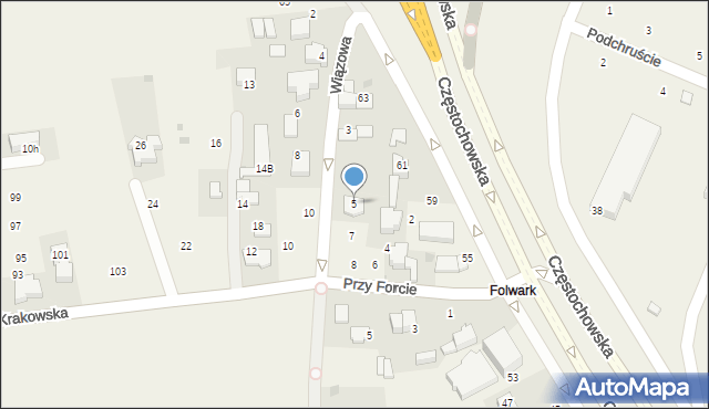 Modlnica, Wiązowa, 5, mapa Modlnica