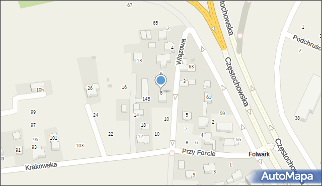 Modlnica, Wiązowa, 8, mapa Modlnica