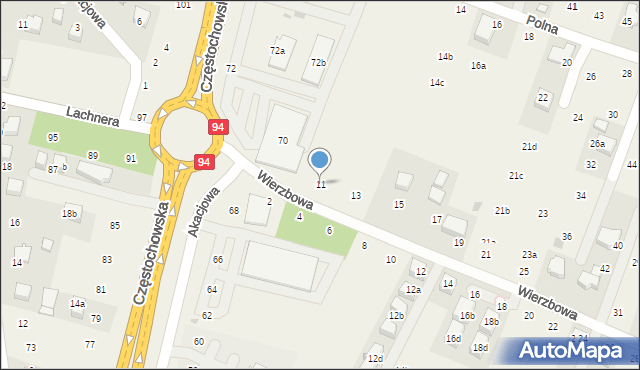 Modlnica, Wierzbowa, 11, mapa Modlnica