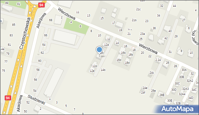 Modlnica, Wierzbowa, 12c, mapa Modlnica