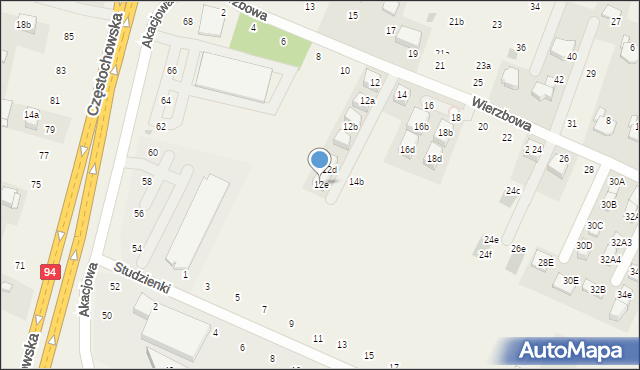Modlnica, Wierzbowa, 12e, mapa Modlnica