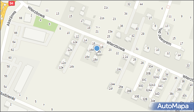 Modlnica, Wierzbowa, 18c, mapa Modlnica